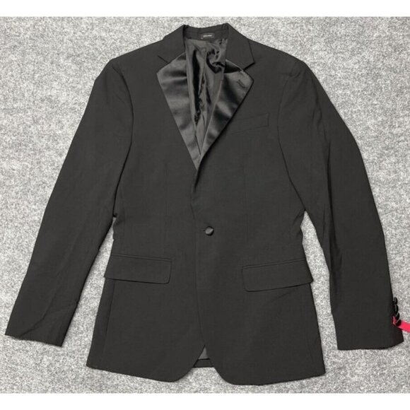 J. Ferrar Suit Jacket Mens 36 Reg Black Satin Slim 1-Button 360 Stretch New